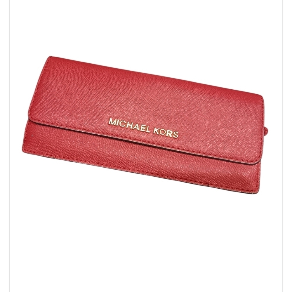 MICHAEL Michael KorsJet Set Large Saffiano Leather Snap-Front Wallet